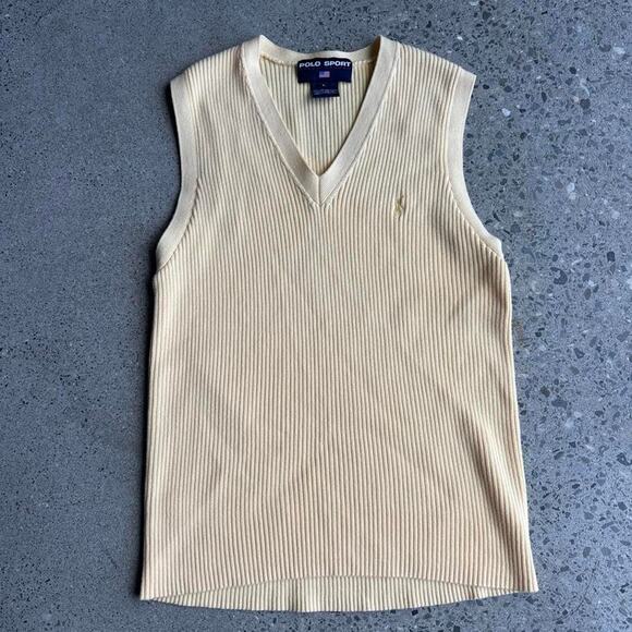 Ralph Lauren Sweaters - Vintage Polo Sport Ralph Lauren Butter Yellow Cotton Ribbed Sweater Vest